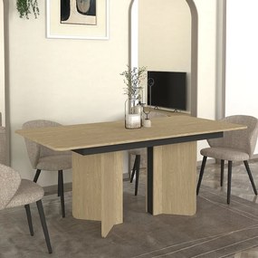 Лава меламинов трапезен маса в рота дъб - антрацитен цвят 180x90x76.8см.