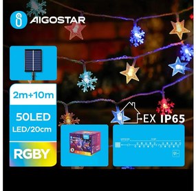 Aigostar - LED Соларни коледни лампички 50xLED/8 функции 12 м IP65 многоцветен