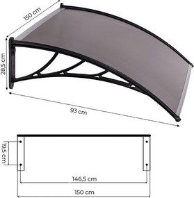 Поликарбонатен покрив над входната врата - дим Ширина: 100 см | Дължина: 150 см