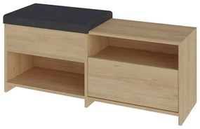 Стойка за обувки от декор от дъб с място за сядане в естествен цвят Romi – Marckeric