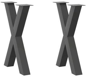 4012974 vidaXL Крака за трапезна маса, X-образни, 2 бр., антрацит, 60x(72-73) см, стомана