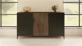 Скрин РИМИНИ К-182 Елегантен Орех/Черно - МОДЕРЕН ШКАФ С НАБРАЗДЕНИ ФРОНТОВЕ