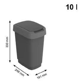 Кошче за отпадъци от рециклирана пластмаса в сребристо-черно 10 л Twist - Rotho