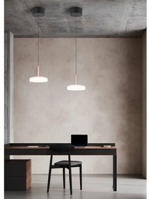 Черно-бяло и златисто LED затъмняващо се висящо осветително тяло със стъклен абажур ø 22 cm Celeste – Trio