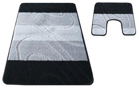 Черен комплект постелки за баня от две части 50 cm x 80 cm + 40 cm x 50 cm
