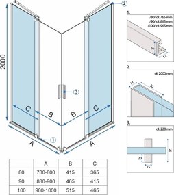Душ кабина REA Montana Double Gold Brush 80x80
