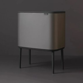 Кош за боклук Brabantia Bo Touch 651113, 11+23 л, Плавно и безшумно отваряне, Голям отвор, Сив