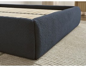 Тъмносиньо двойно легло 180x200 cm тапицирано с място за съхранение/без табла с включена подматрачна рамка Inera – Bobochic Paris
