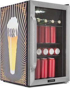 Klarstein Beersafe 70, Birra Edition, охладител, 70 литра, 3 полици, панорамна стъклена врата, неръждаема стомана