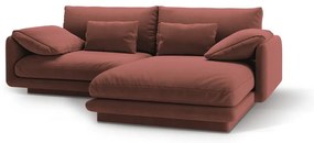 Розов кадифен ъглов диван (десен ъгъл) Torino – Micadoni