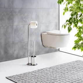 Поставка за тоалетна хартия стойка с четка от неръждаема стомана в блестящо сребрист цвят Levante – Wenko