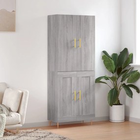 3195785 vidaXL Висок шкаф, сив сонома, 69,5x34x180 см, инженерно дърво
