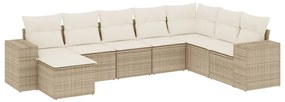 3255295 vidaXL Градински диван с възглавници, 8 части, бежов полиратан