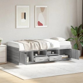 3280242 vidaXL Дневно легло с чекмеджета, без матрак, сив сонома, 100x200 см