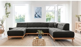 Тъмносив U-образен разтегателен диван, десен ъгъл Dazzling Daisy - Miuform