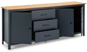 Тъмносин нисък скрин от масивен бор 190x80 cm Miranda – Marckeric