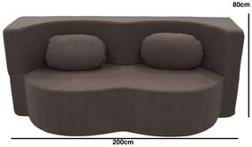 Кафяв компресиран разтегателен диван с размери 200 x 80 cm