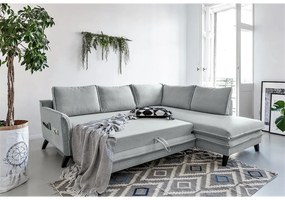 Светлосив ъглов разтегателен диван десен ъгъл Charming Charlie - Miuform