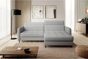 Сив разтегателен ъглов диван с място за съхранение от букле (десен ъгъл) Gomsi – ELTAP