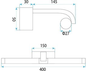 Stenen LED aplik za banya APP1887-1W 40cm BLACK
