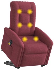 3303287 vidaXL Електрически изправящ масажен реклайнер виненочервен текстил