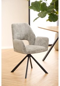 Светлосив тапициран трапезен стол с подлакътници Graham – Actona