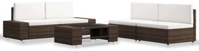 3054594 vidaXL Градински комплект, 5 части, кафяв полиратан