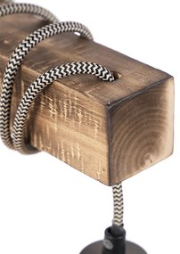 Индустриален стенен аплик черен с дърво - Gallow