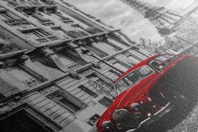 Картина на платно – Червена ретро кола в Париж