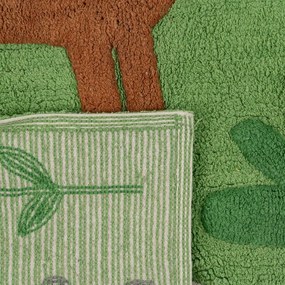 Зелена памучена пътека подходяща за пране 90x175 cm Animals – Ixia