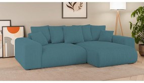 Тюркоазен ъглов диван с място за съхранение от рипсено кадифе Luma – Ropez