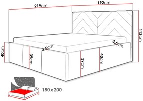 Тапицирано легло Azzuro-Gkri Skouro-180 x 200