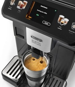 Кафеавтомат DeLonghi Eletta Explore ECAM450.65.G, 1450W, 19 bar, 1.8l, Wi-Fi, Сензорен TFT дисплей, LatteCrema hot/cool, Twin Shot, To-Go, +Мляно кафе, Черен/сив