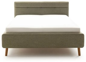 Зелено тапицирано двойно легло с място за съхранение с решетка 160x200 cm Lotte - Meise Möbel