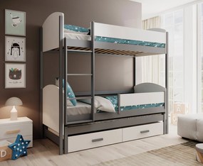 Двуетажно легло Лия-бяло-сиво-180 x 80