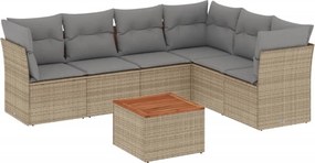 3255989 vidaXL Градински диван с възглавници 7 части бежов микс полиратан