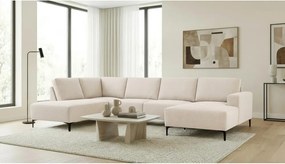 Бежов шенилов ъглов диван (ляв ъгъл/U форма) Fabian – Scandic