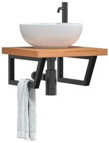 3302431 vidaXL Стенен рафт за мивка, стомана и масивно дърво бук