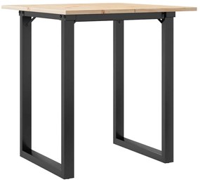 3282671 vidaXL Трапезна маса О-образна рамка 70x70x75 см бор масив и стомана