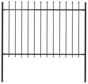 Градинска ограда с пики, стомана, 1,7x1,2 м, черна