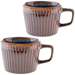 Сини/кафяви глинени чаши в комплект 2 бр. за капучино 190 ml Tone – Dakls