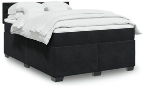3288620 vidaXL Боксспринг легло с матрак, черно, 140x190 см, кадифе