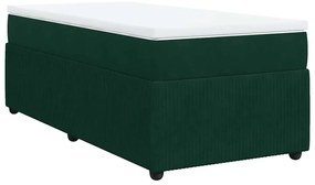 3285617 vidaXL Боксспринг легло с матрак, тъмнозелено, 90x200 см, кадифе