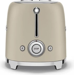 Тостер за хляб SMEG 50's Style TSF01MLMEU, 950W, 2 филии, 6 нива, Тавичка за трохи, Вграден кабел, Неръждаема стомана, Бежов