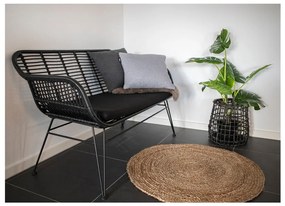 Черен градински диван от изкуствен ратан Trieste - House Nordic