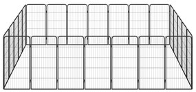 Заграждение за куче черно 24 панела 50x100 см прахово боядисано