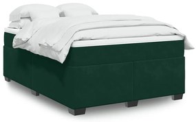 3285296 vidaXL Боксспринг легло с матрак, тъмнозелено, 160x200 см, кадифе