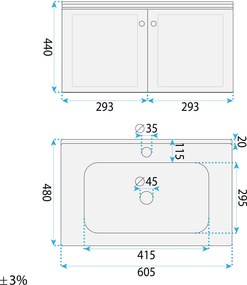 Комплект мебели за баня с мивка Monti 60cm Creme