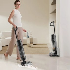 Вертикална прахосмукачка DREAME H12 Pro HHR25A, 300W, 0.7/0.9 л, 3 режима, 35 мин, Мокро/сухо, Гласови известия, LED, Автоматично сушене на мопа, Черен/сив