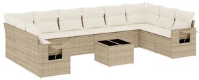 3253015 vidaXL Градински диван с възглавници, 11 части, бежов полиратан